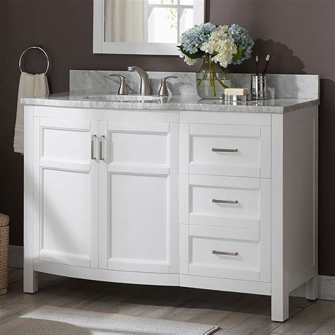 60-in White Undermount Double Sink Bathroom <strong>Vanity</strong> with Off-white with Speckles Marble Top. . Vanity backsplash lowes